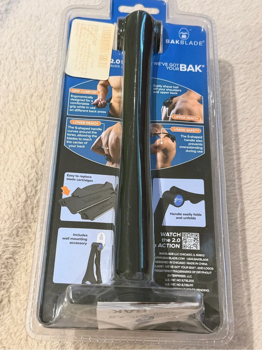 BakBlade 2.0 Do-It-Yourself Back & Body Shaver - Black/Blue